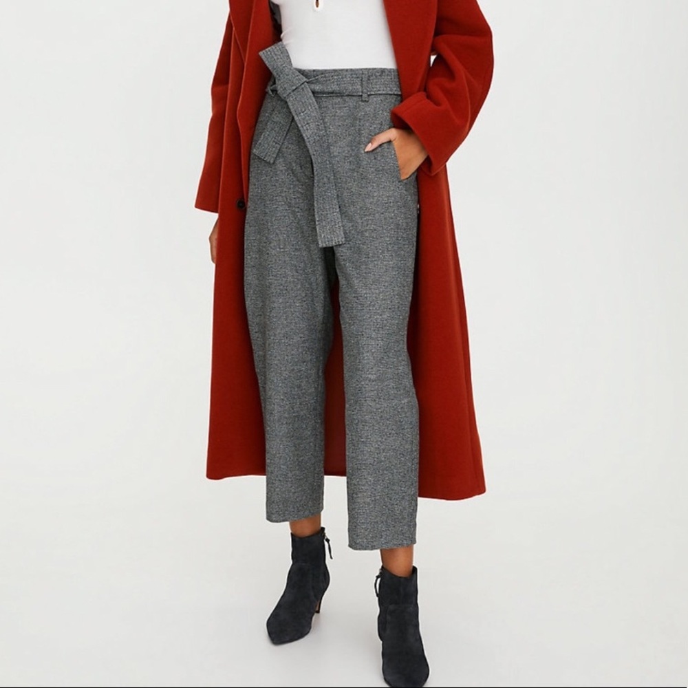 Aritzia Gray Wool Wilfred Cropped Pants